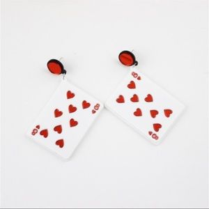 3/$30 Poker Card 8 of Hearts Acrylic Earrings
